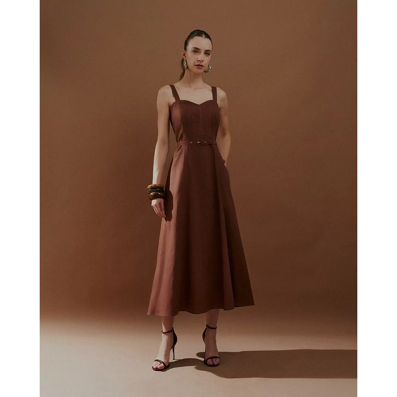Vestido Maribel - Marrom - 0006410006 - LOJAELLE