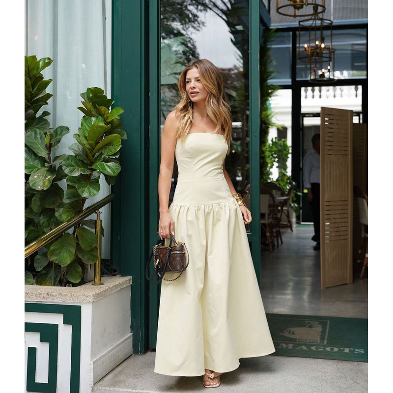 Vestido Salvia - Amarelo Manteiga - 5810001 - LOJAELLE