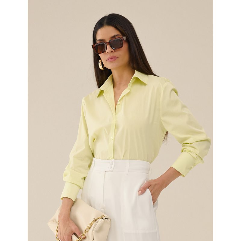 Camisa Tricoline Algodão Poliamida - Amarelo - . -... - LOJAELLE