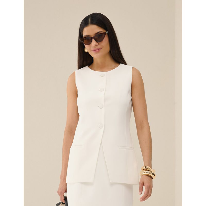Colete Alongado Alfaiataria - Off White teste . - ... - LOJAELLE