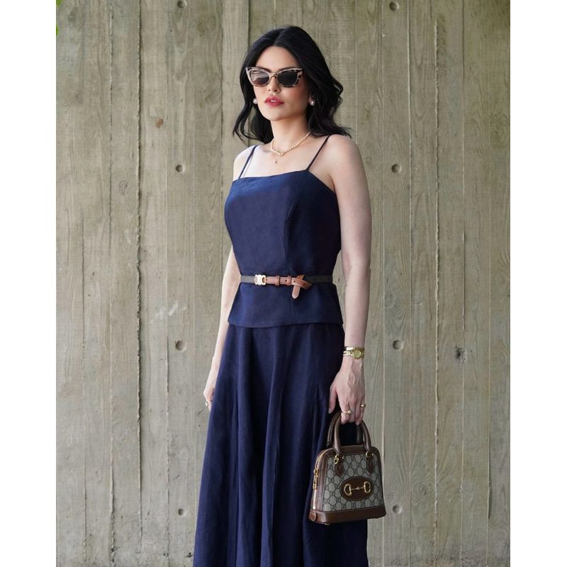 Conjunto Linho Adélia - Azul Marinho - 5710001 - LOJAELLE
