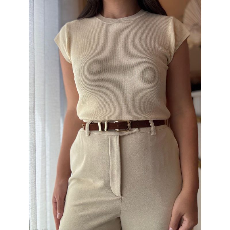 Blusa Tricot Luiza - Bege - 0007570017 - LOJAELLE