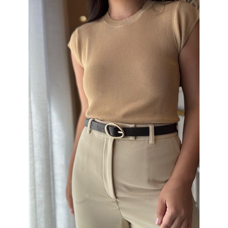 Blusa Tricot Luiza - Caqui - 0007570038 - LOJAELLE