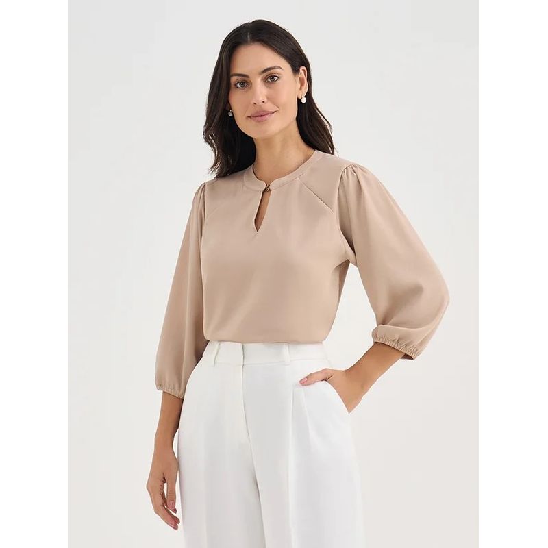 Blusa Crepe Andressa - Mocha - 0007000020 - LOJAELLE