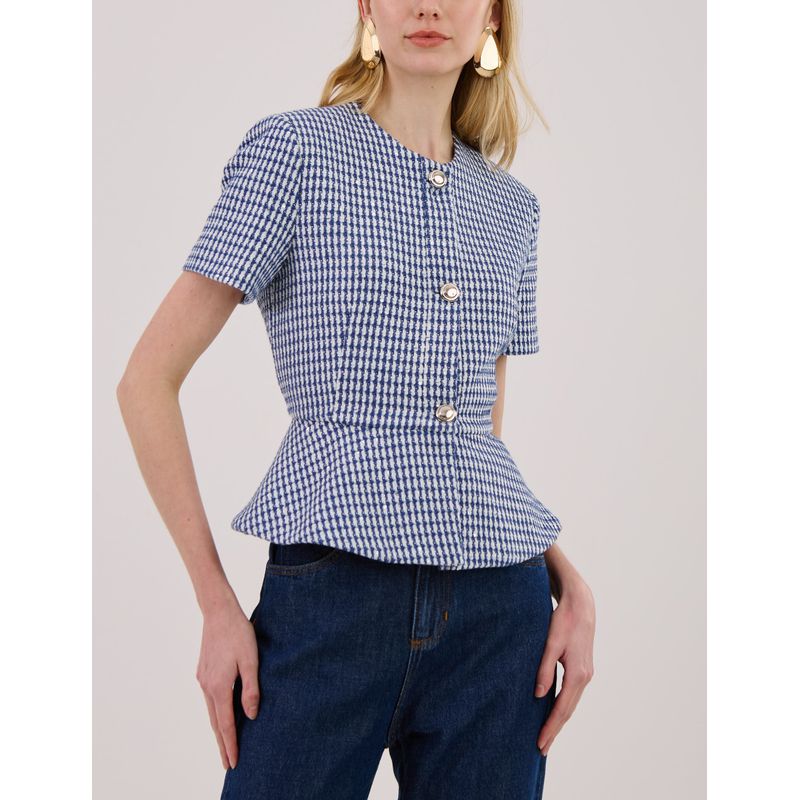 Casaqueto Juliana Tweed - Azul - 0007350015 - LOJAELLE