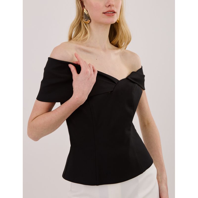 Blusa Greice Alfaiataria - Preto - 0007320002 - LOJAELLE
