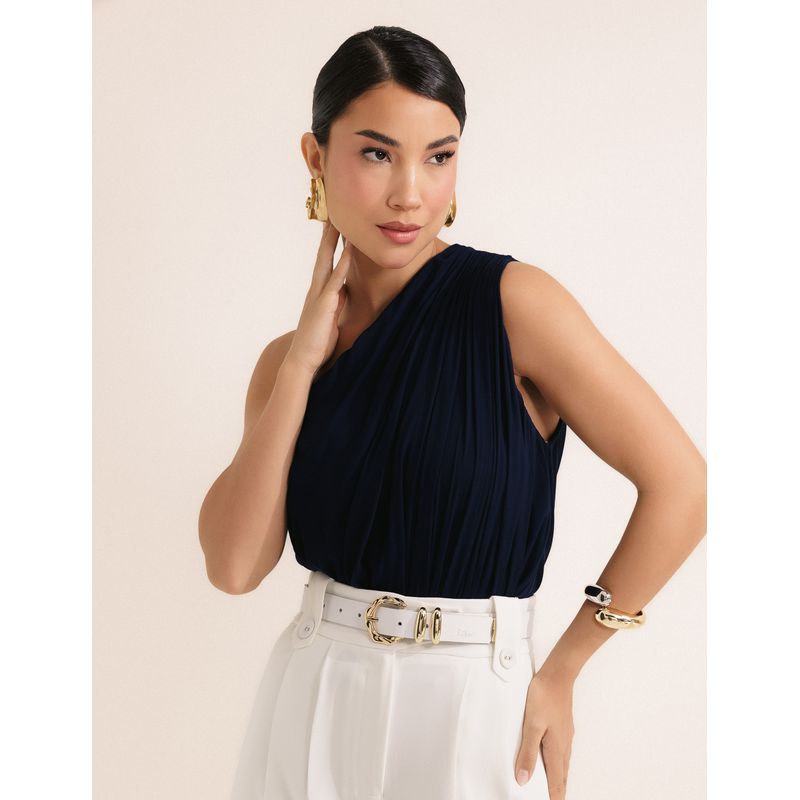 Body Assimétrico Viscose Marinho Azul Noite - 4910... - LOJAELLE