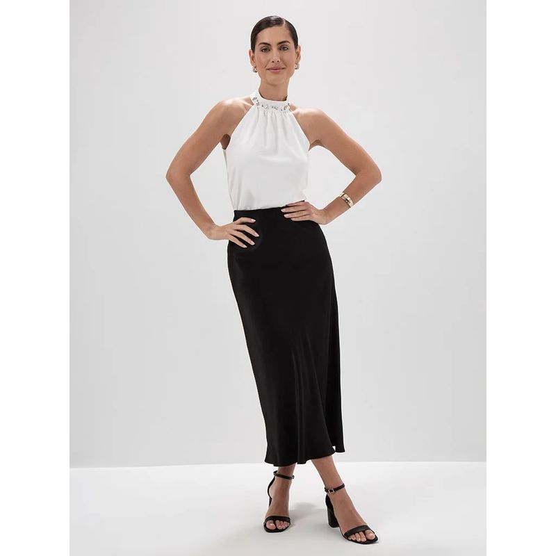 Saia Maxi Longuete Viscose Gerlani - Preto - 00059... - LOJAELLE
