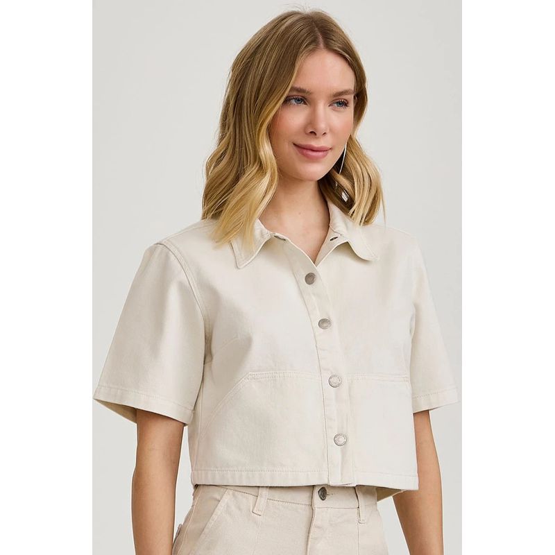 Camisa Cropped Diana Natural - 4980001 - LOJAELLE