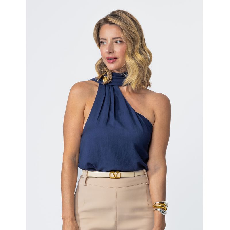 Blusa Lenço Viscose Marinho Selene - 5000001 - LOJAELLE
