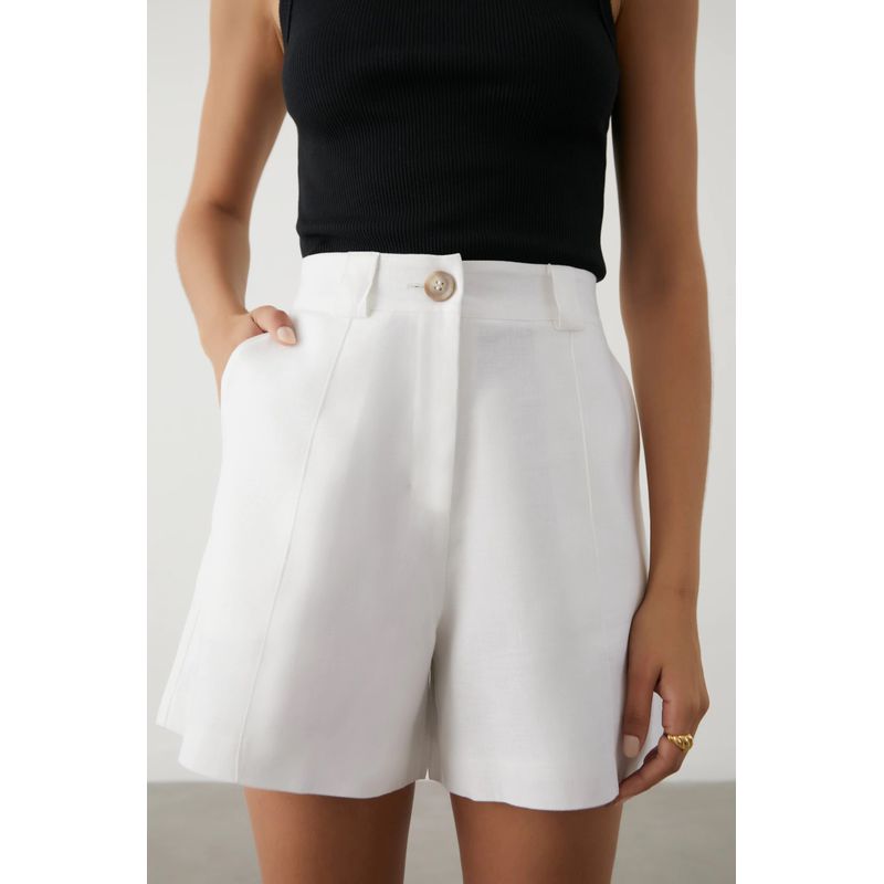 Short Linho Bella - Off White - 5110001 - LOJAELLE