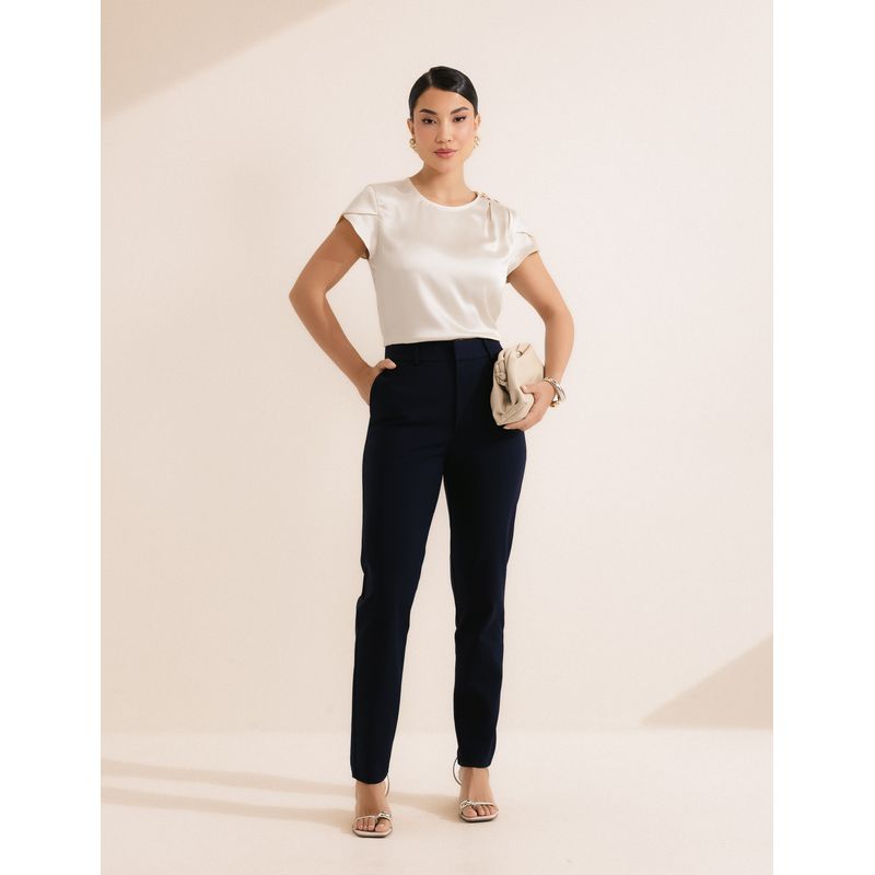 Calça Maria Sarja Poliamida - Azul Marinho - 50900... - LOJAELLE