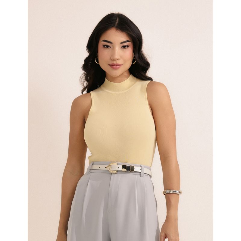 Regata Gola Alta Tricot - Amarelo - 5250001 - LOJAELLE