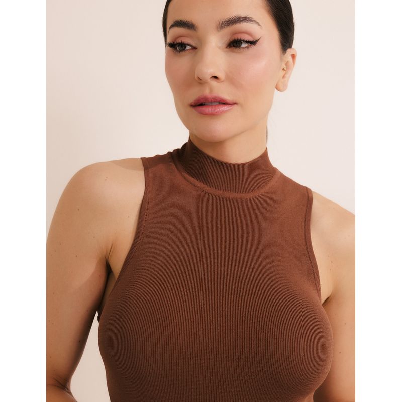 Regata Gola Alta Tricot - Marrom - 240642178/1 - LOJAELLE