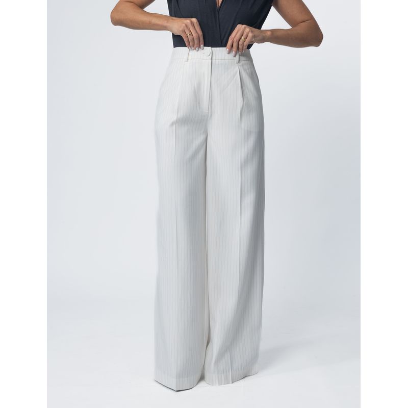 Calça Reta Risca De Giz Off White - 5300001 - LOJAELLE