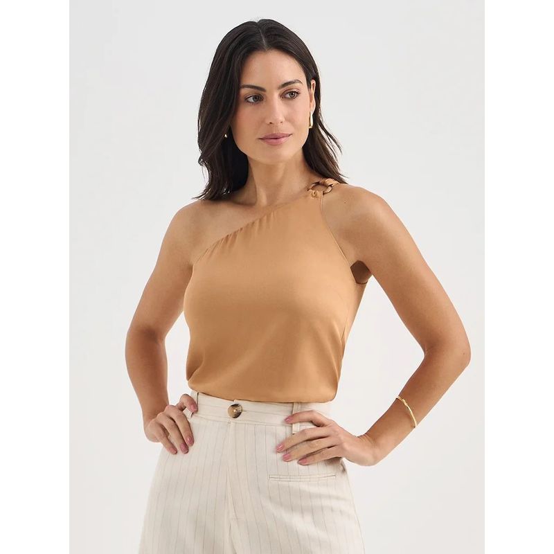 Blusa Eunice Ombro Só em Viscose - Camel - 5400001 - LOJAELLE