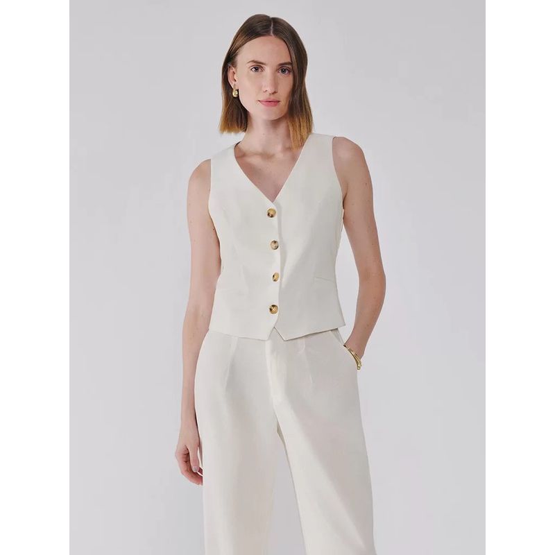 Colete Yanka Linho - Off White - 5410001 - LOJAELLE