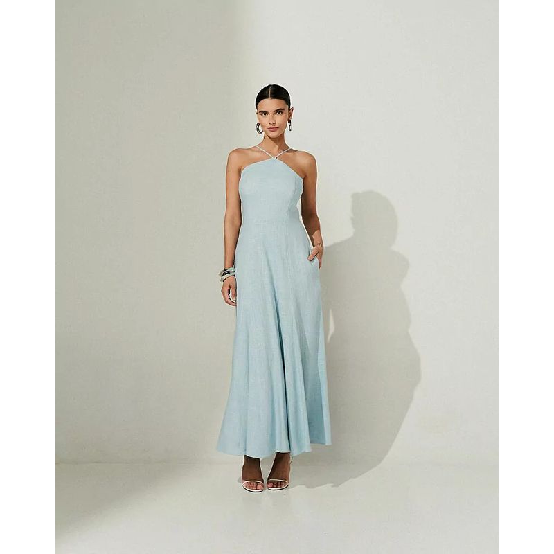 Vestido Midi Poliana - Azul Claro - 5550001 - LOJAELLE