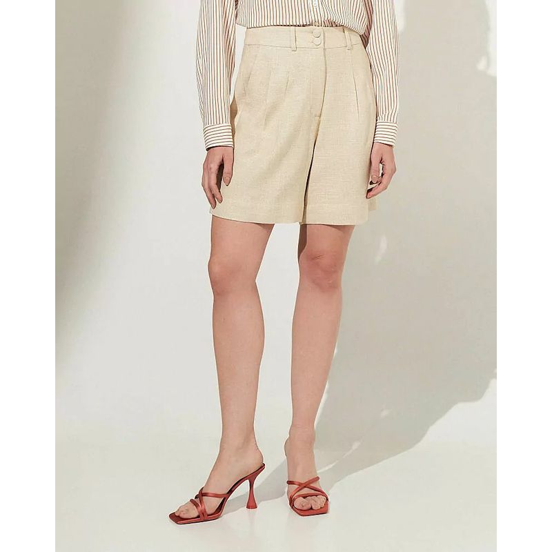Short Linho Inês - Crú - 5520001 - LOJAELLE