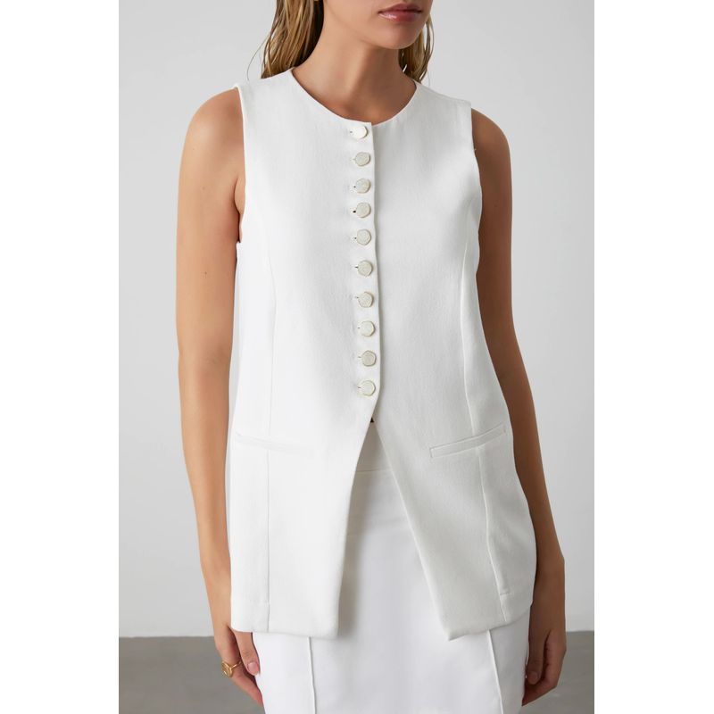 Colete Alfaiataria Leia - Branco - 4840001 - LOJAELLE
