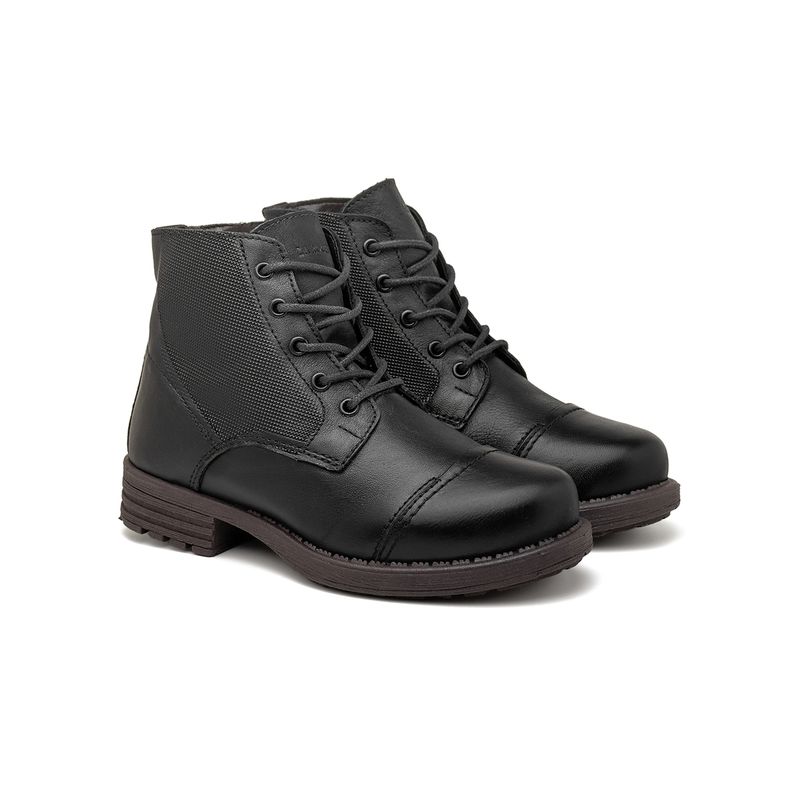 Bota Infantil Saara em Couro - Preto E L