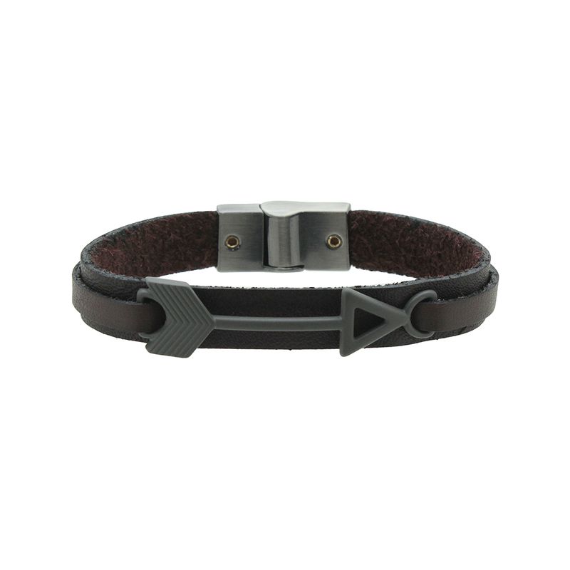 Pulseira Seta Laroche de Couro Masculina - Marrom
