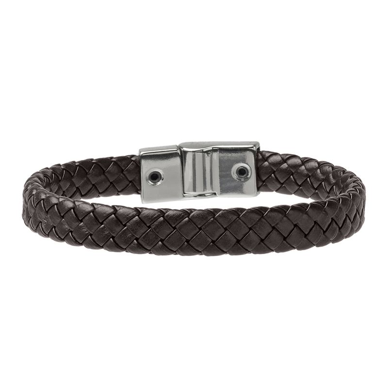 Pulseira Trançada Laroche Trançada de Couro Masculina - Café