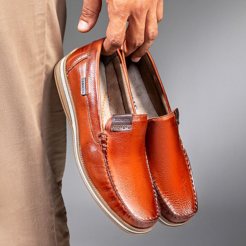 Mocassim Masculino Laroche Arpoador em Couro - Chocolate