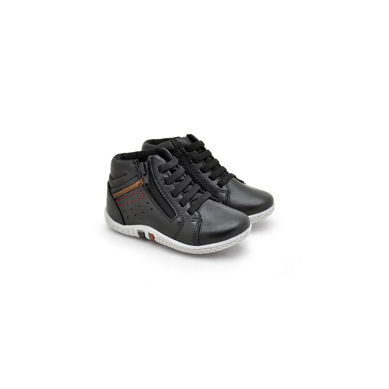Sapatenis Cayn Babie em Couro - Preto