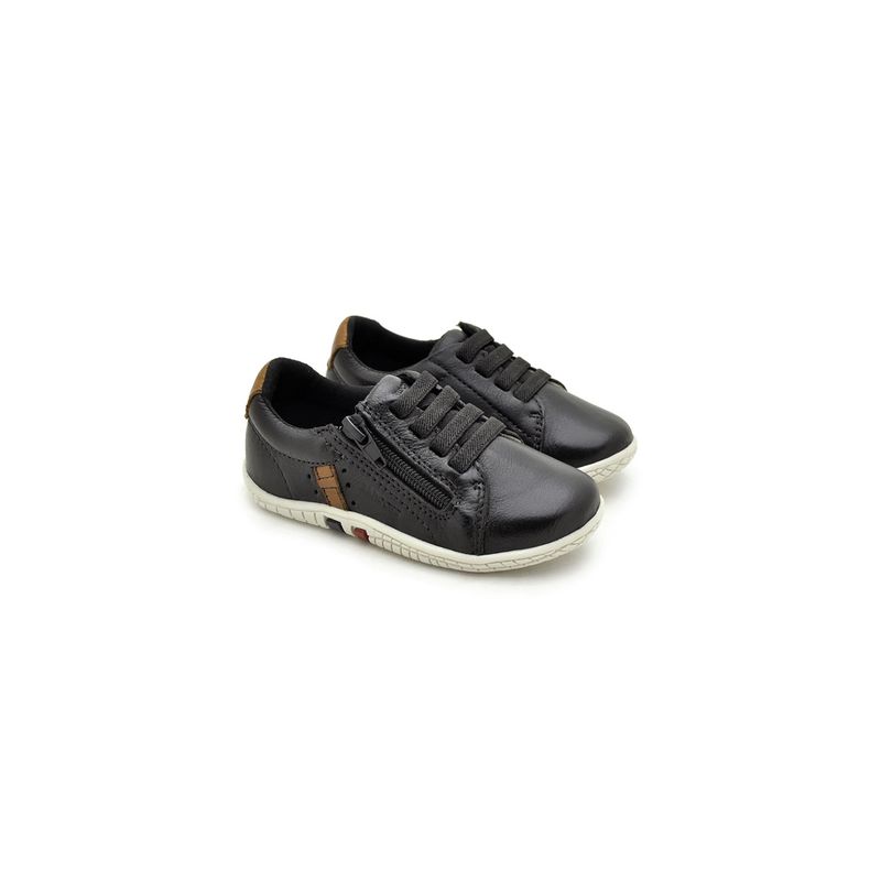 Sapatenis Cayn Babie em Couro - Preto