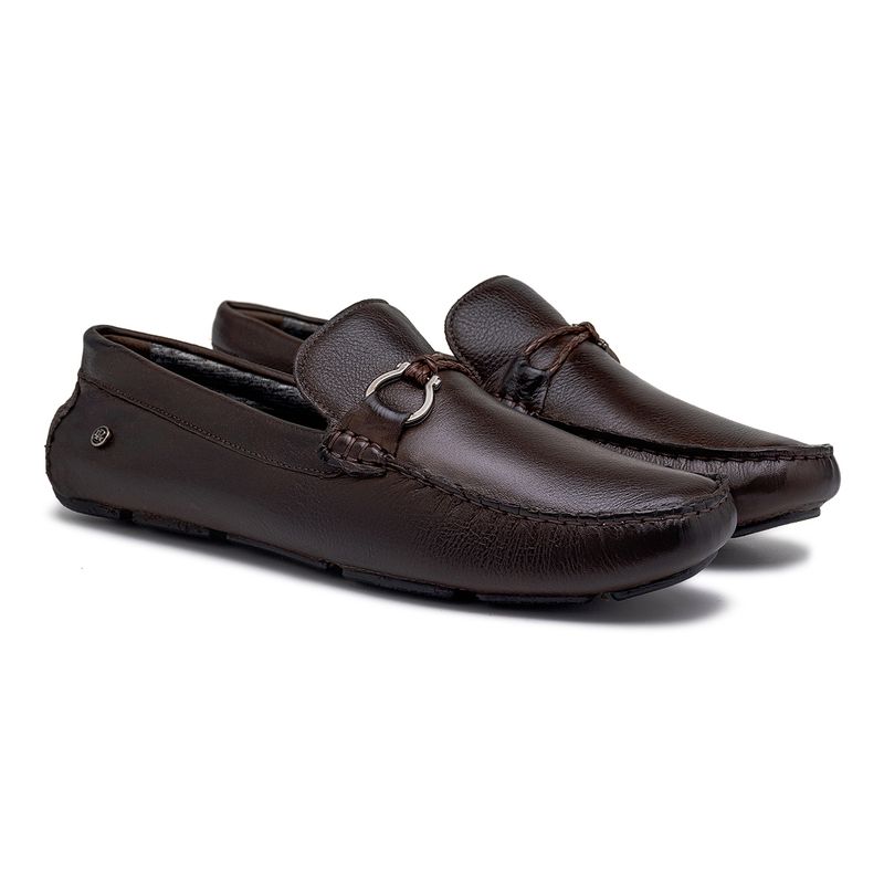 Mocassim Drive Laroche New Bali em Couro - Café