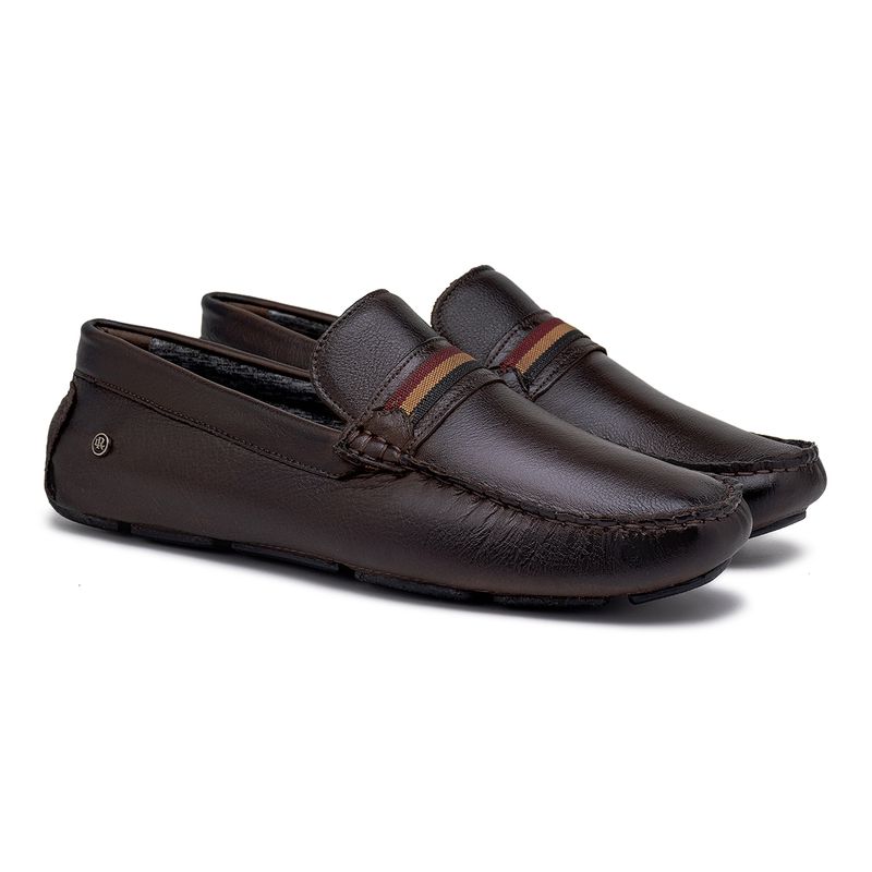 Mocassim Drive Laroche New Bali em Couro - Café