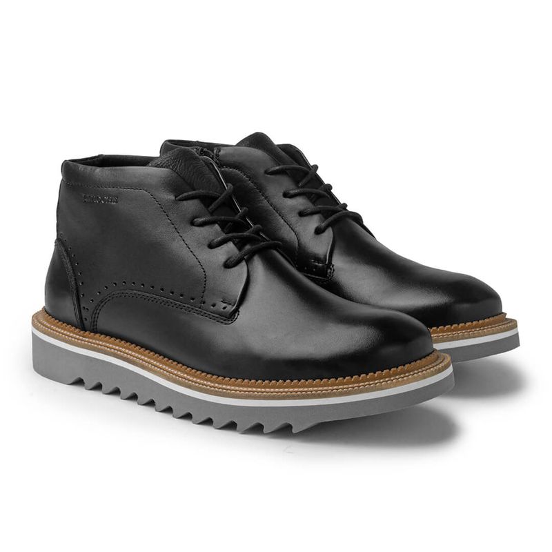 Sapato Casual Bolt Em Couro Legitimo - Preto