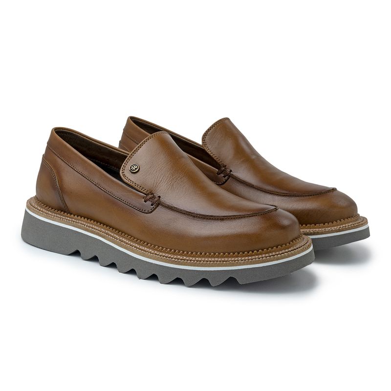 Sapato Casual Bolt Em Couro Legitimo - Whisky