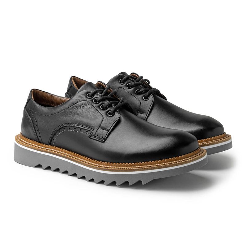 Sapato Casual Bolt Em Couro Legitimo - Preto
