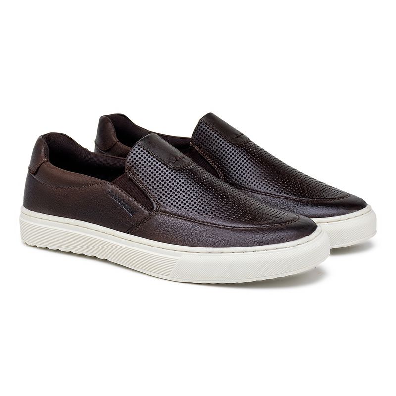 Slip On Masculino Laroche Connect em Couro - Café