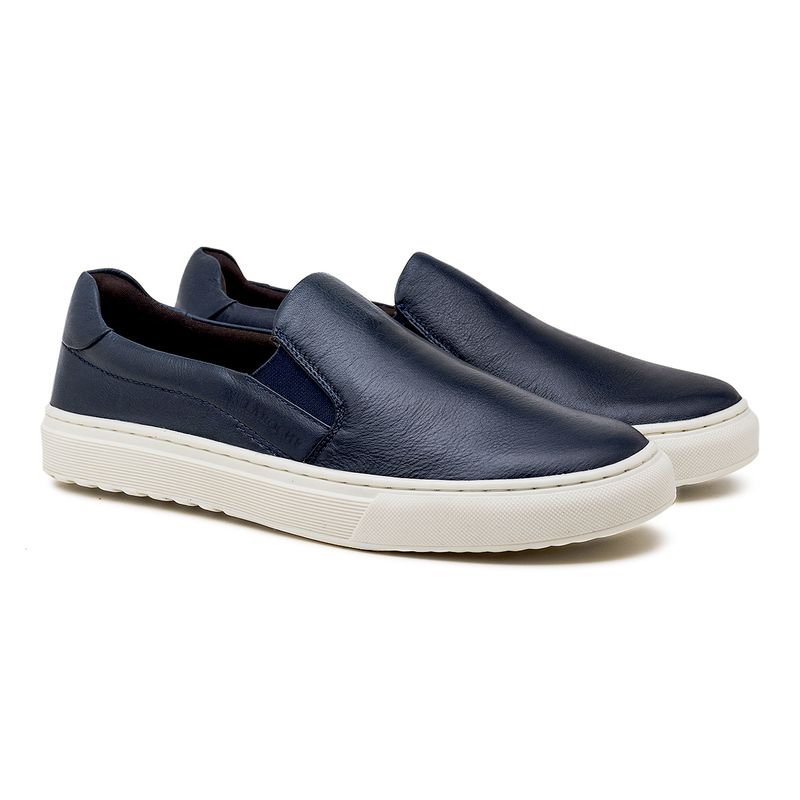 Slip On Masculino Connect em Couro - Marinho E L