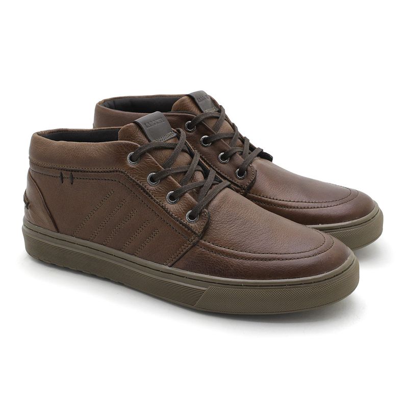 Sapatênis Casual Masculino Connect em Couro - Browm