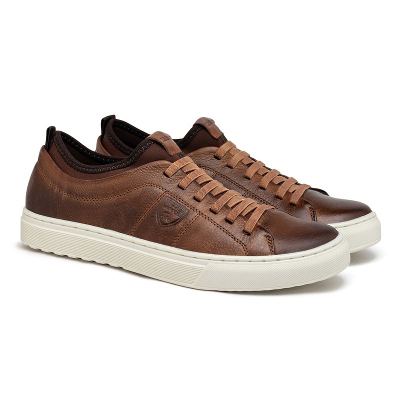 Sapatenis em Couro Casual Masculino Connect - Conhaque E L
