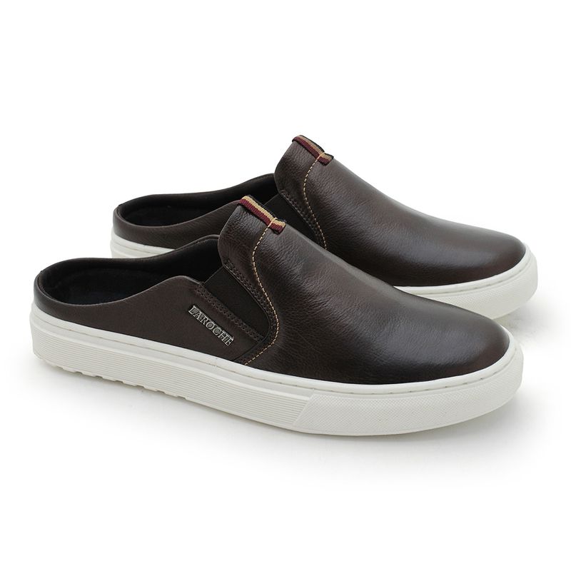 Mule Masculino Connect em Couro - Café