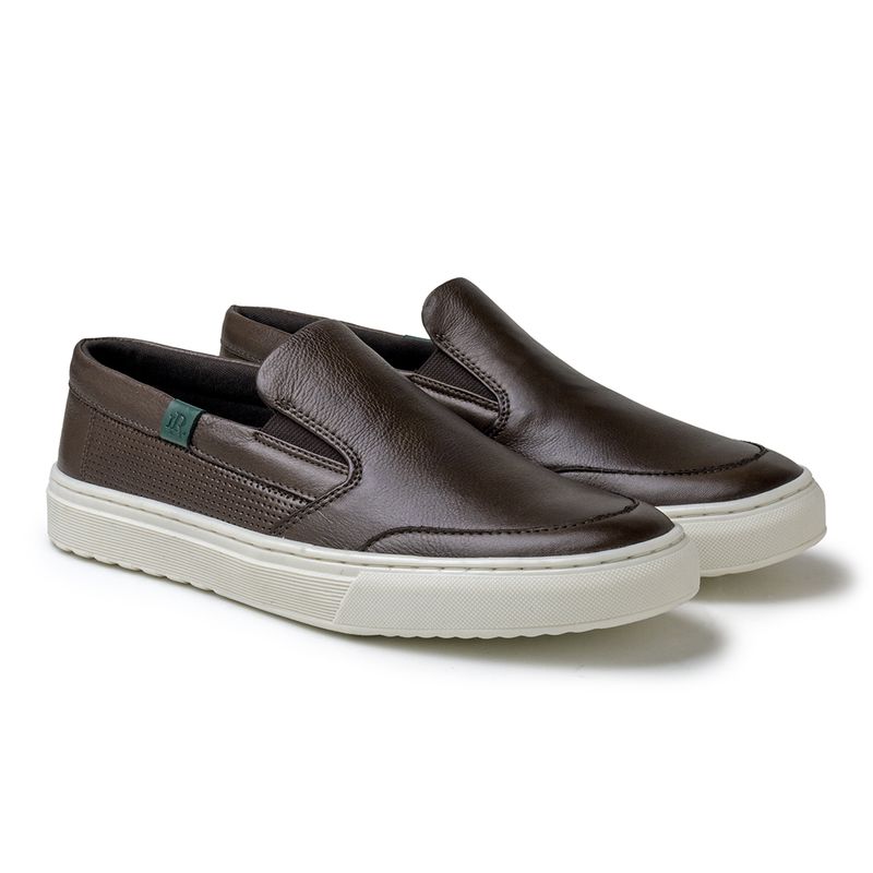Slip On Yate Masculino Connect em Couro - Café
