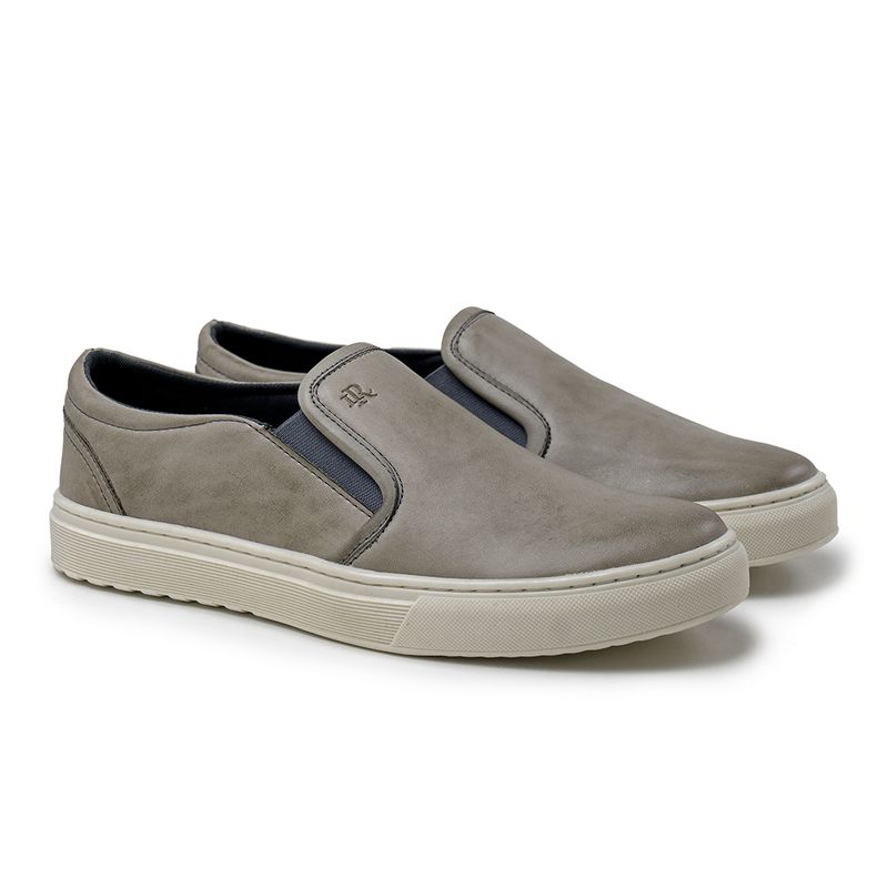 Slip On Yate Masculino Connect em Couro - Cinza E L