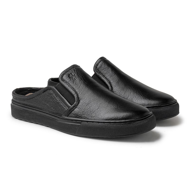 Mule Masculino Connect em Couro - Preto