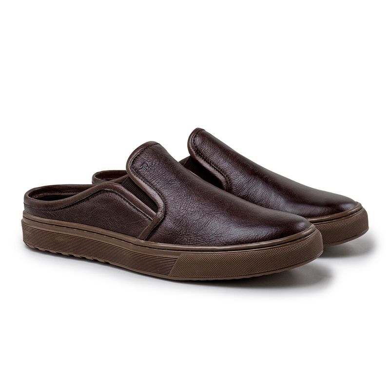 Mule Masculino Connect em Couro - Café