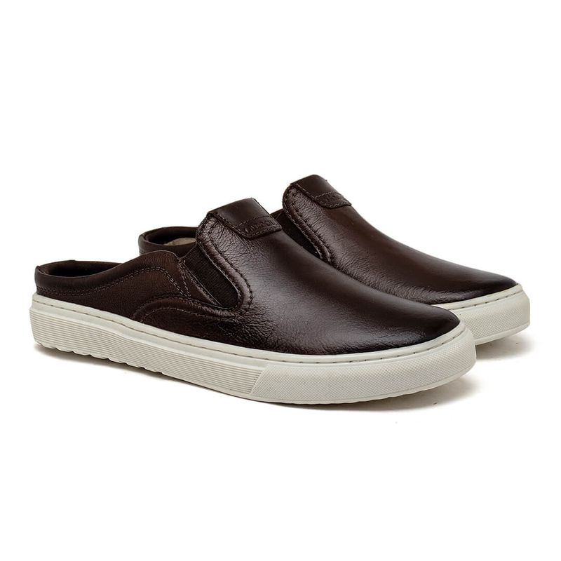 Mule Masculino Laroche Connect em Couro - Café