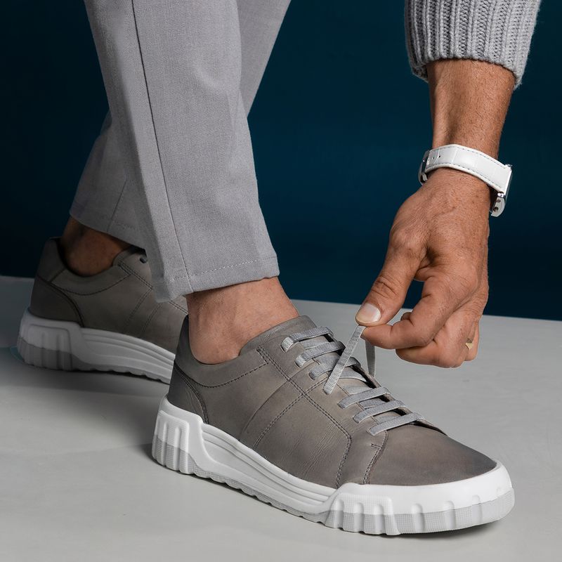 Sapatenis Casual Laroche Daytona em Couro - Cinza Silver