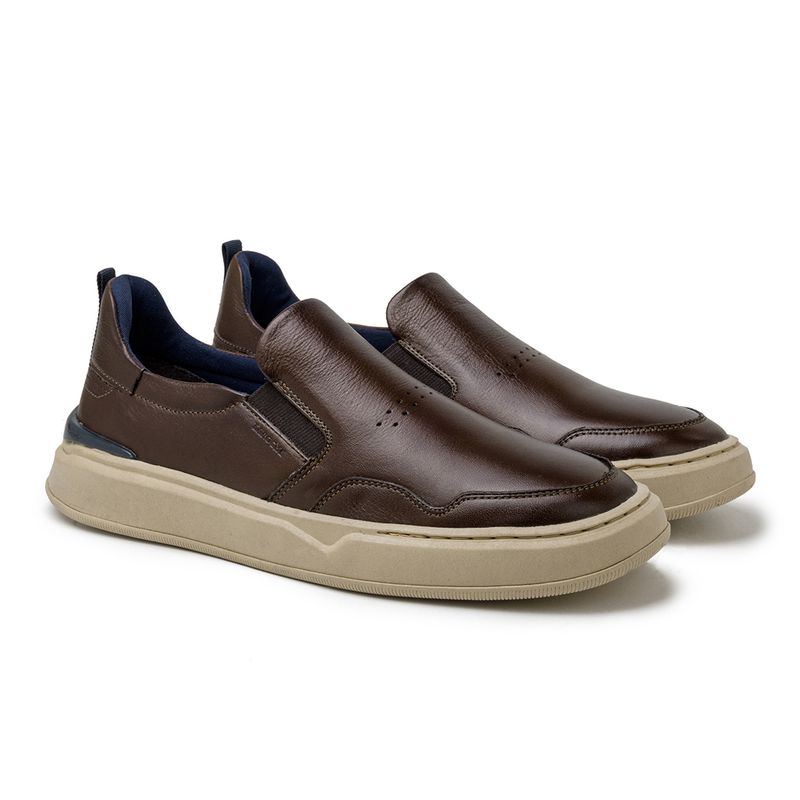 Slip On Yate Masculino Dublin em Couro - Marrom