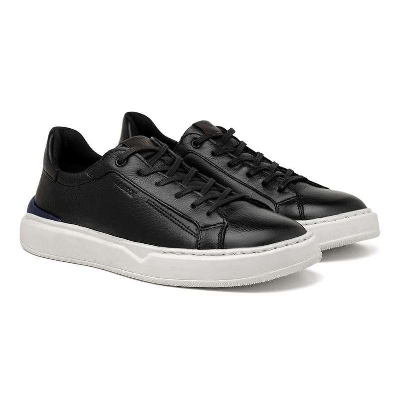 Sapatenis Casual Masculino Dublin em Couro - Preto E L