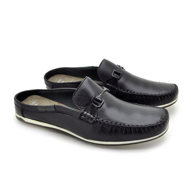 Mule Masculino Dumont em Couro - Preto