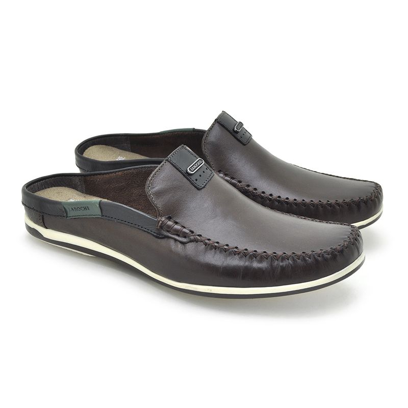 Mule Masculino Dumont em Couro - Café